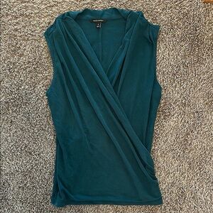 Elegant Teal Sleeveless Wrap Top